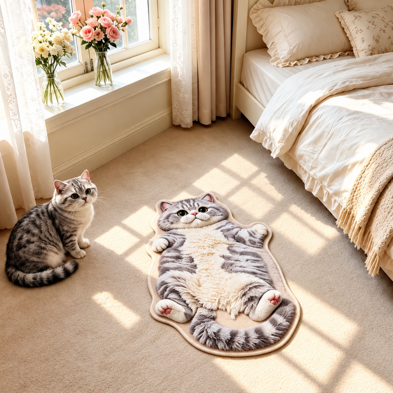 Chubby Tabby Cat Shaped Rug ๐ฑ๐ค