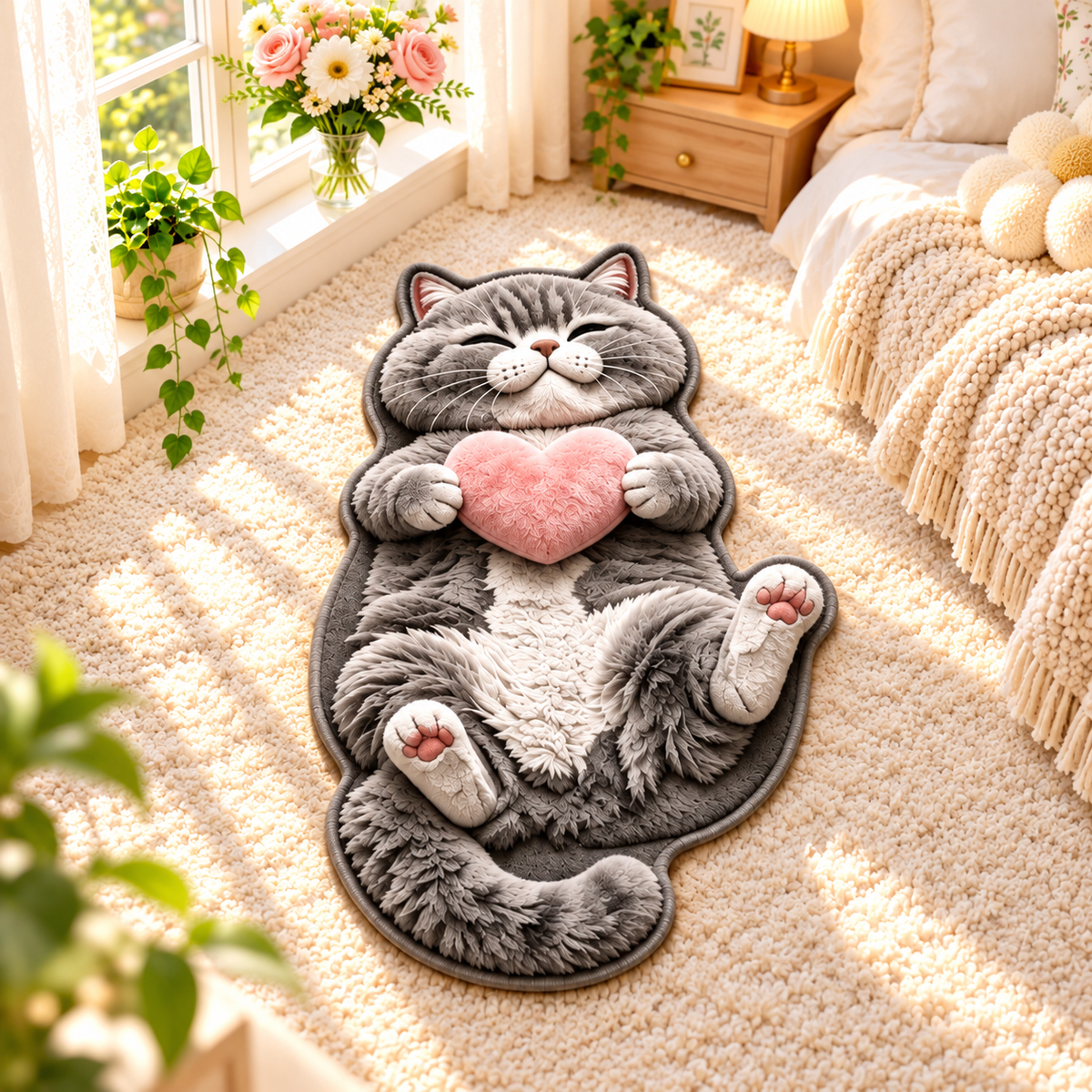 Chubby Tabby Cat Shaped Rug 🐱🤎
