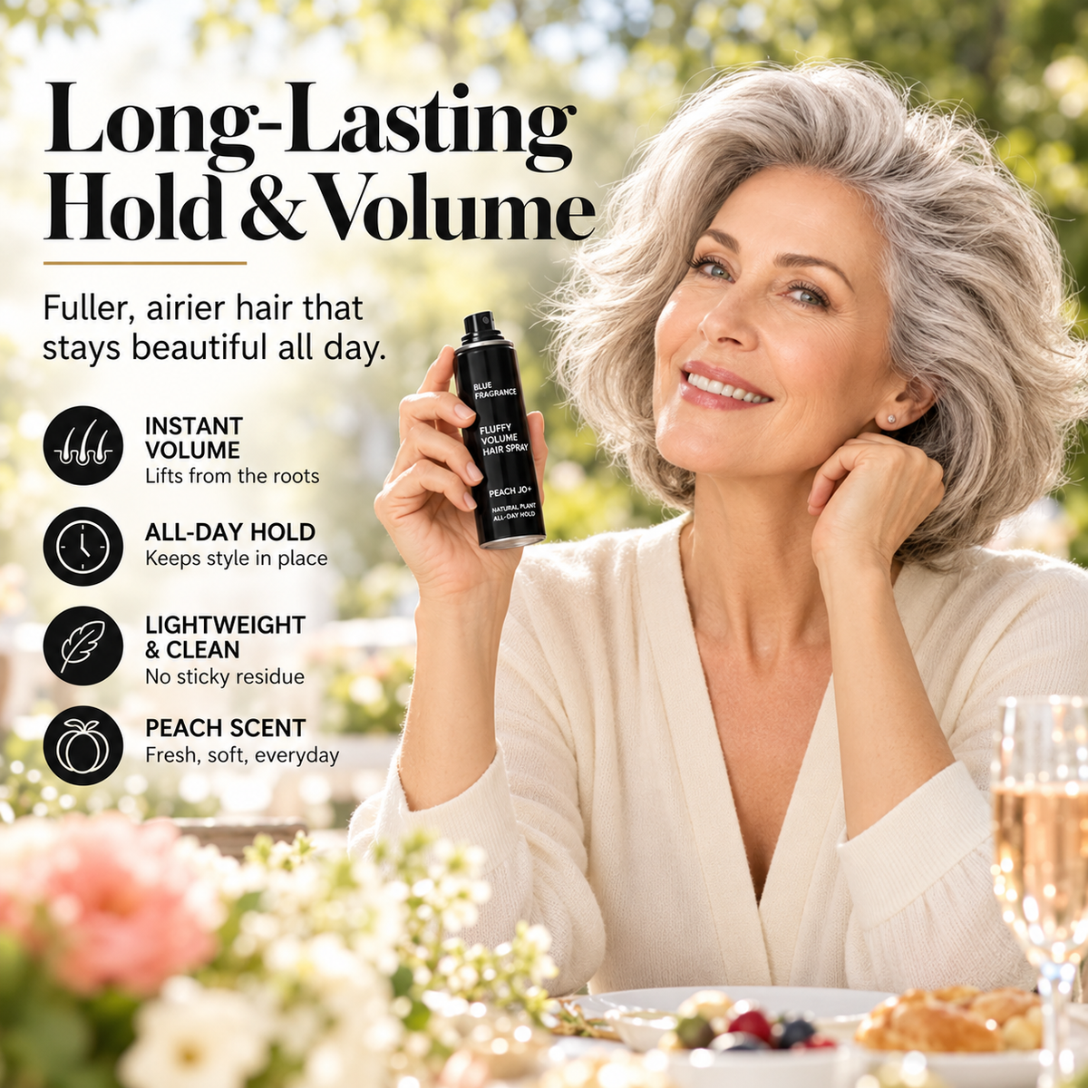 💁 LIMITED-TIME 50% OFF! Fluffy Hair Shaping Spray, Long Lasting Peach Scent Volumizing Hair Mist for All-Day Hold
