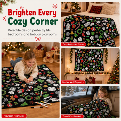 🎄 DIY Christmas Coloring Blanket – Washable Cozy Throw 🎨