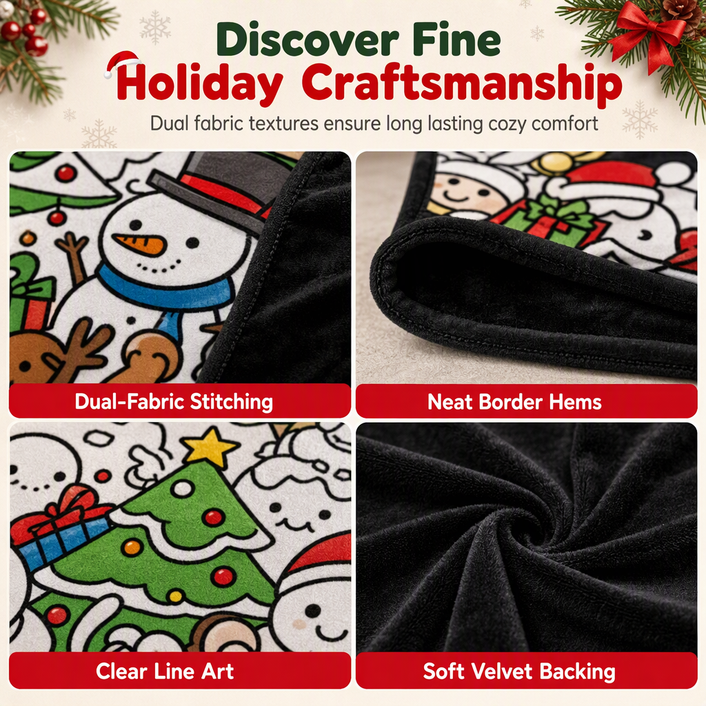 🎄 DIY Christmas Coloring Blanket – Washable Cozy Throw 🎨