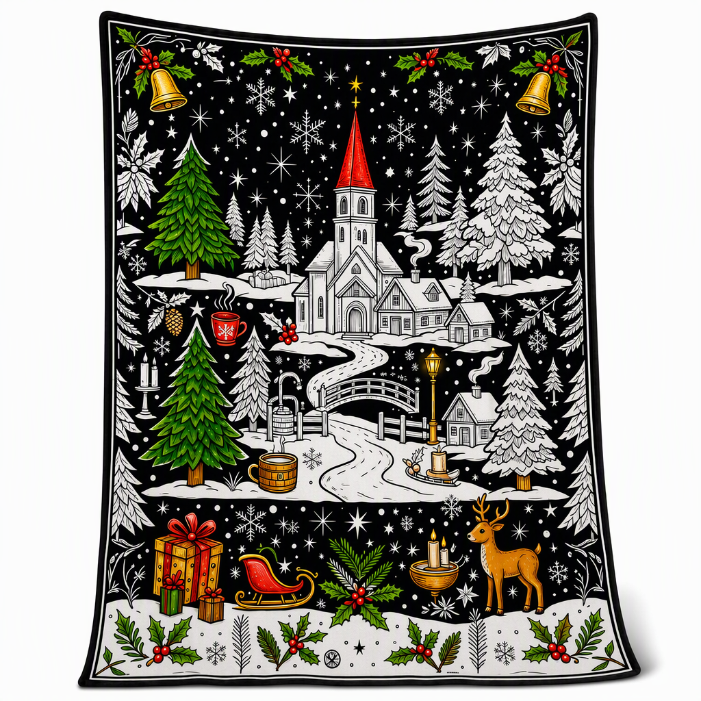 🎄 DIY Christmas Coloring Blanket – Washable Cozy Throw 🎨